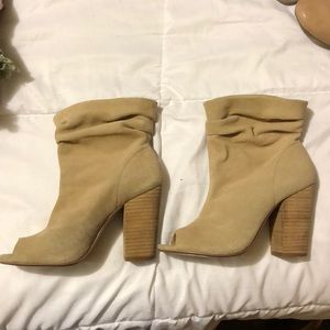 Peep toe scrunch booties